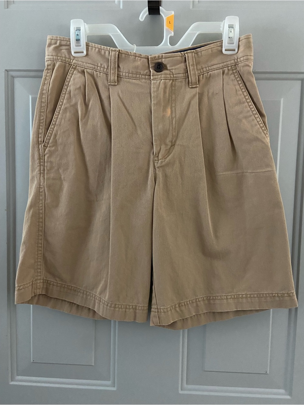 Izod Men’s Flat Front Pleated Shorts - Tan